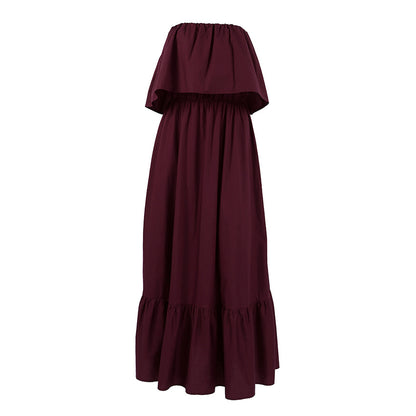 Spring Summer French Ruffled Tube Top Elegant Dress Women Office Elegant Dress FOREVEREIGHTEEN