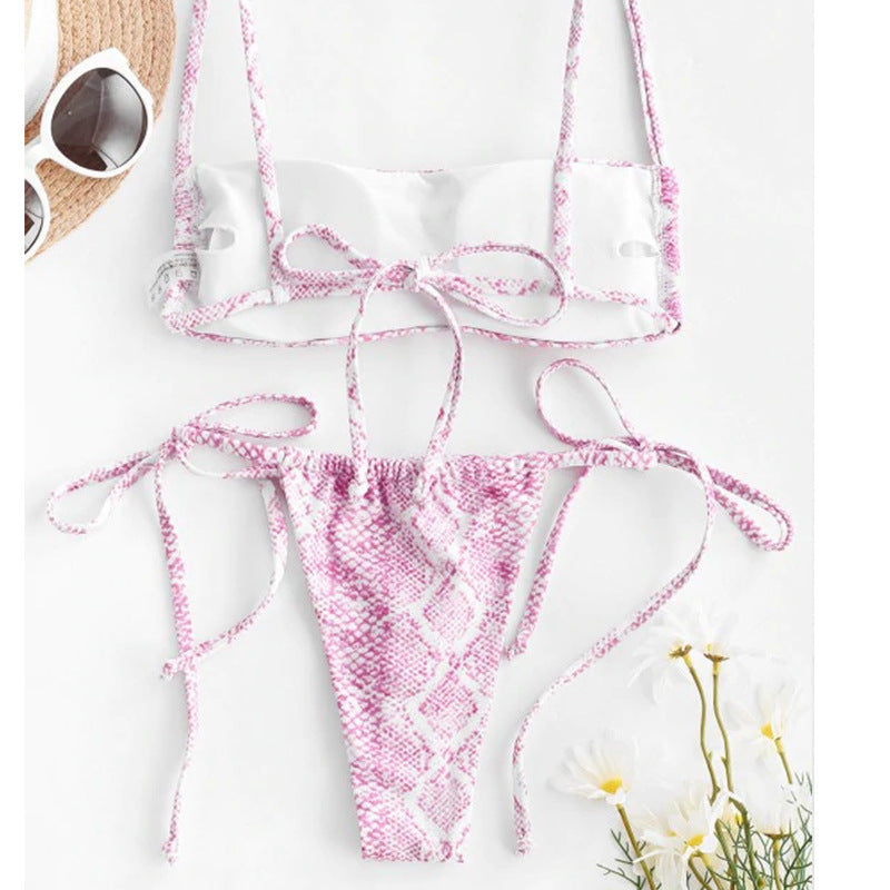 Swimsuit Flat Chest Split Printed Bikini
