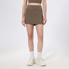 Falda corta deportiva de cintura alta con contraste de color para mujer, falda de dos piezas antiexposición para bádminton, tenis, fitness y yoga.