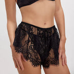 Women Sexy Lace See through Culottes Bow Tie Shorts Eedele