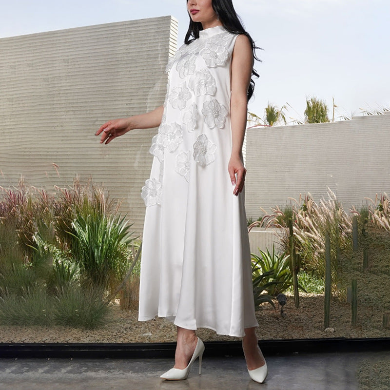 Dress Autumn Winter Heavy Industry Stitching Floral Sleeveless Slim Slimming Textured Dress Women Sailfish