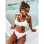 Wave Pattern Lady Sexy Split Triangle Strap Bikini Beach Nightclub Swimsuit Mojo