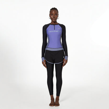 Conjunto de dos piezas dividido para mujer, traje de baño de manga larga, pantalones bóxer, protección solar