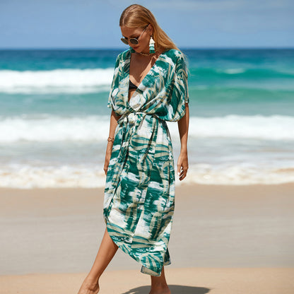 Women Clothes Cotton Blouse Sexy Vacation Beach Dress