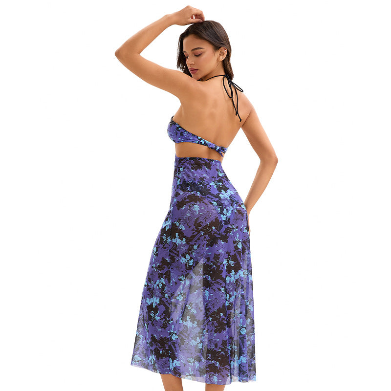 Traje de baño de dos piezas para mujer, sexy, sin espalda, triangular, dividido