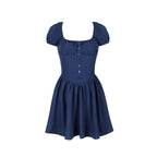 Sweet Spicy Women Dress Boning Corset Slim Fit Sexy Puff Sleeve Square Collar Dress Women REBECCA