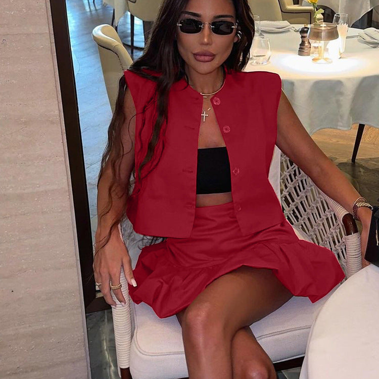 Women Summer Sleeveless Shirt Vest Top Fishtail Skirt Two Piece Set Kigali