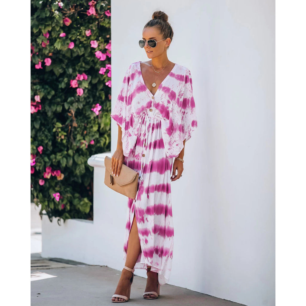 Spring Summer Lace Tie Dye Loose Dress Home Casual Dress Oyrina
