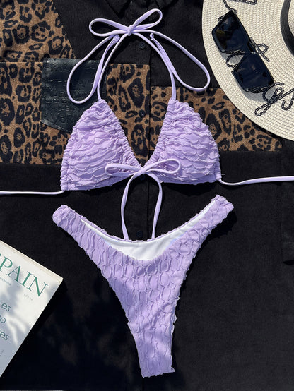 Traje de baño dividido con pétalos tridimensionales, bikini sexy con vendaje.