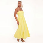 Women Tube Top Dress Summer Yellow Small Sleeveless Elegant Elegant Sexy Dress Yiskiss