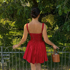 Women Clothing Autumn French Court Ballet Sexy Waist Girdling Band Strap Dress Burgatti