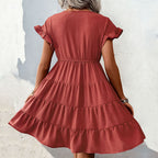 Summer Women Stomach Blanket Raglan Sleeve Solid Color Dress HUNDRED