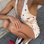 Sexy Backless Halter Dress Women Digital Printed Sleeveless Deep V Plunge neck High Waist Hip Dress Kigali