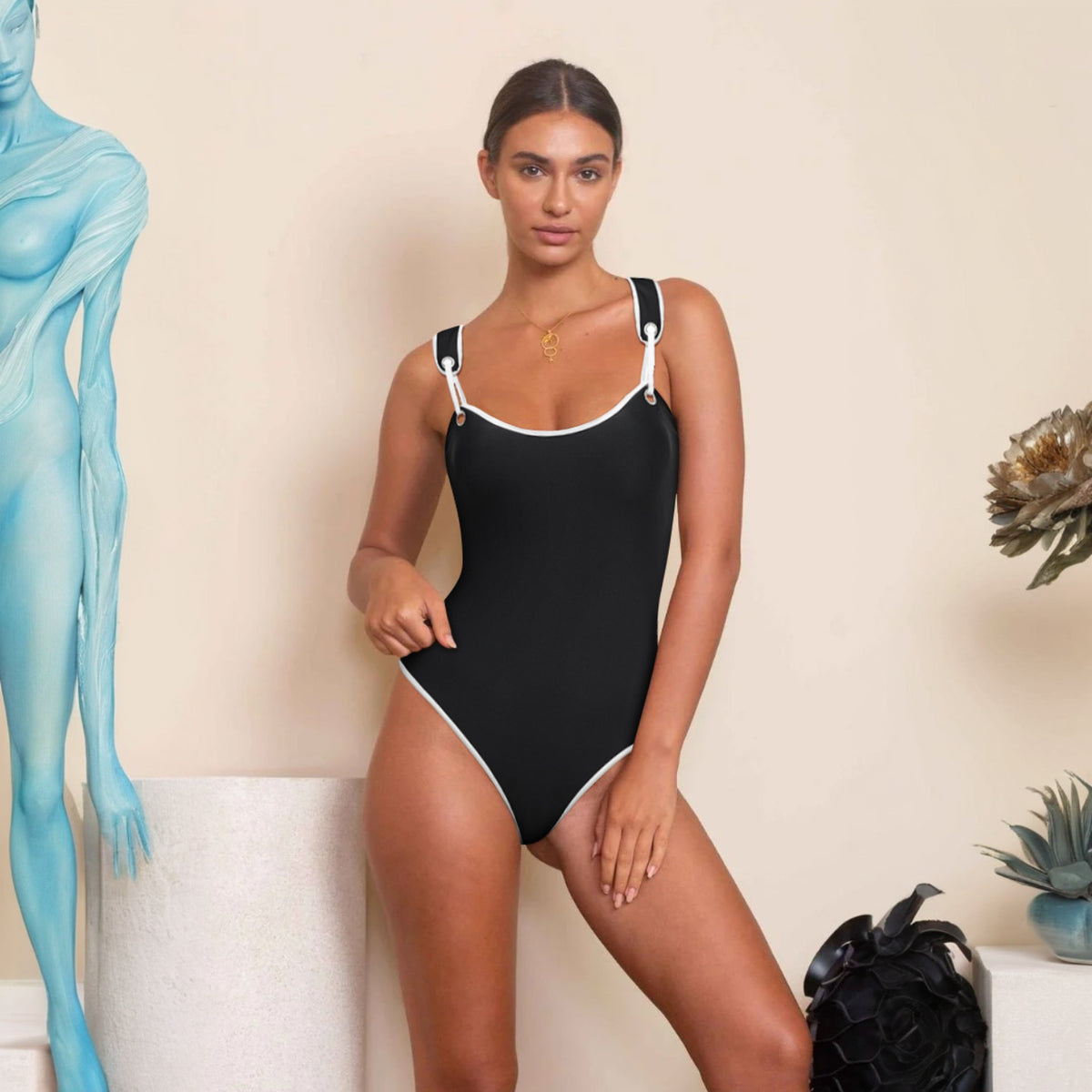 Swimsuit Black High Grade One Piece Swimsuit Women ShineRealm