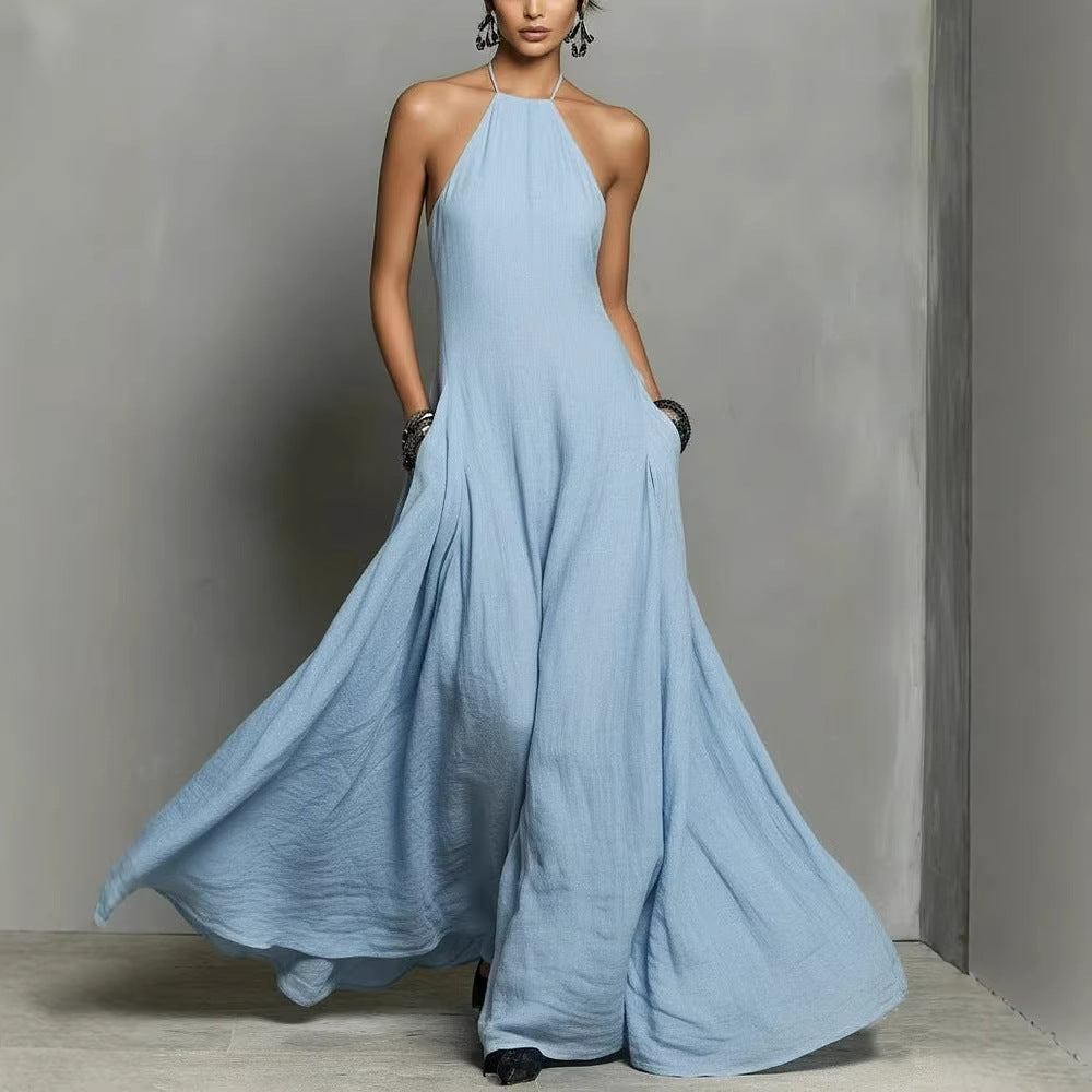 Summer Lady Sexy Minimalist Halter Backless Dress NICE