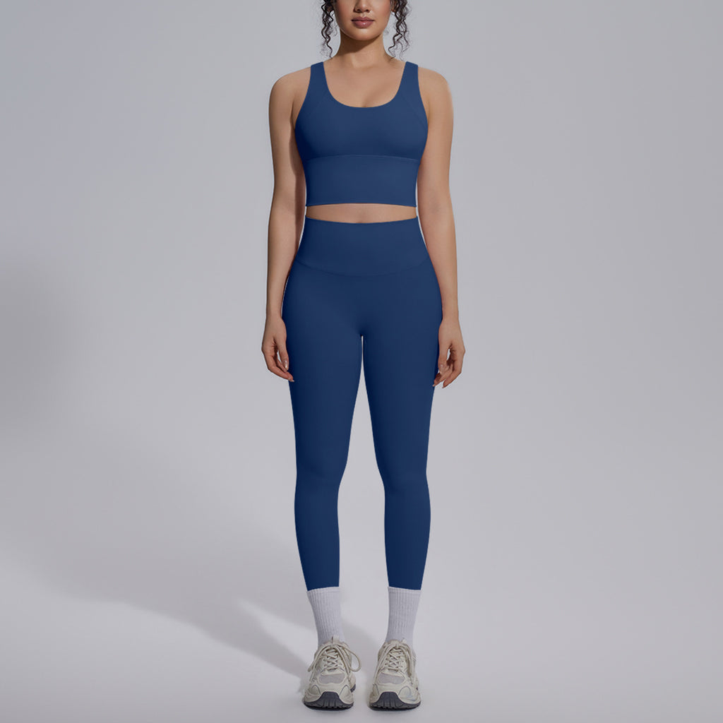 Women Nude Feel No Embarrassment Line Sports Trousers Sexy V neck Beauty Back Running Fitness Pants Yoga Set NESHA