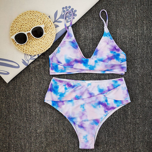 Bikini sexy con estampado de leopardo y tirantes divididos para mujer