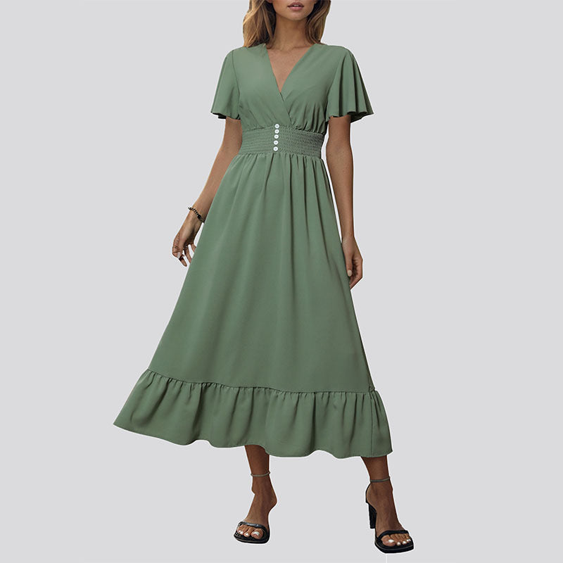 Summer Women Slim Fit Green Dress HUNDRED