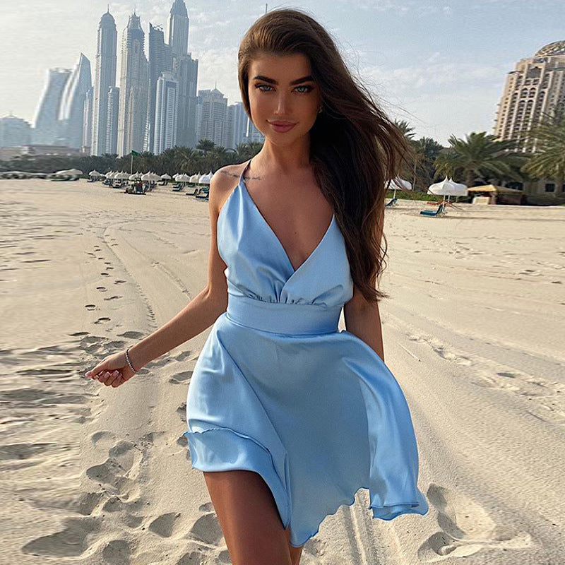 Summer Bow Swing Sexy Cami Dress Women Clothing Versailles
