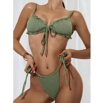 Traje de baño de color sólido sexy dividido traje de baño bikini mujeres bikini