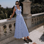 Striped Printed One Piece Swimsuit Women Vacation Beach Skirt Sets