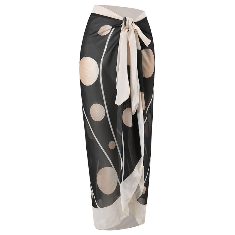 Traje de baño sexy para mujer, conservador, con cobertura de vientre y cordones, conjunto de falda de playa de gasa de primavera