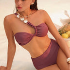 Summer Women Twisted Design One Shoulder Thin Strap Sexy Seaside Beach Bikini Swimsuit OLam