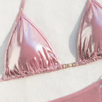 Split Swimsuit Women Sexy Backless Ornament Lace up Bikini Triangle Bag Bikini Chimie
