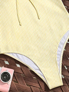 One Piece Swimsuit Plaid Striped Print Knotted Sexy Bikini Beach Women WithWind