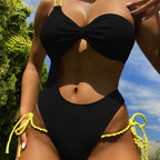 Bikini Double One Piece Swimsuit Halter Bikini Swimsuit Women One Shoulder Swimsuit Solid Color Bikini