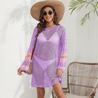 Blusa playera para mujer, ropa de playa, vestido de bikini con parches en contraste de colores