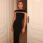 Women Clothing off the Shoulder Collar Wrapped Chest Backless Solid Color Tight Sheath Dress LaceCH