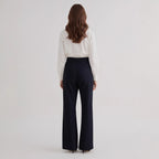 Women Trousers Elegant Office All Matching Irregular Waistline Design Micro Elastic Straight Work Pant Rogan
