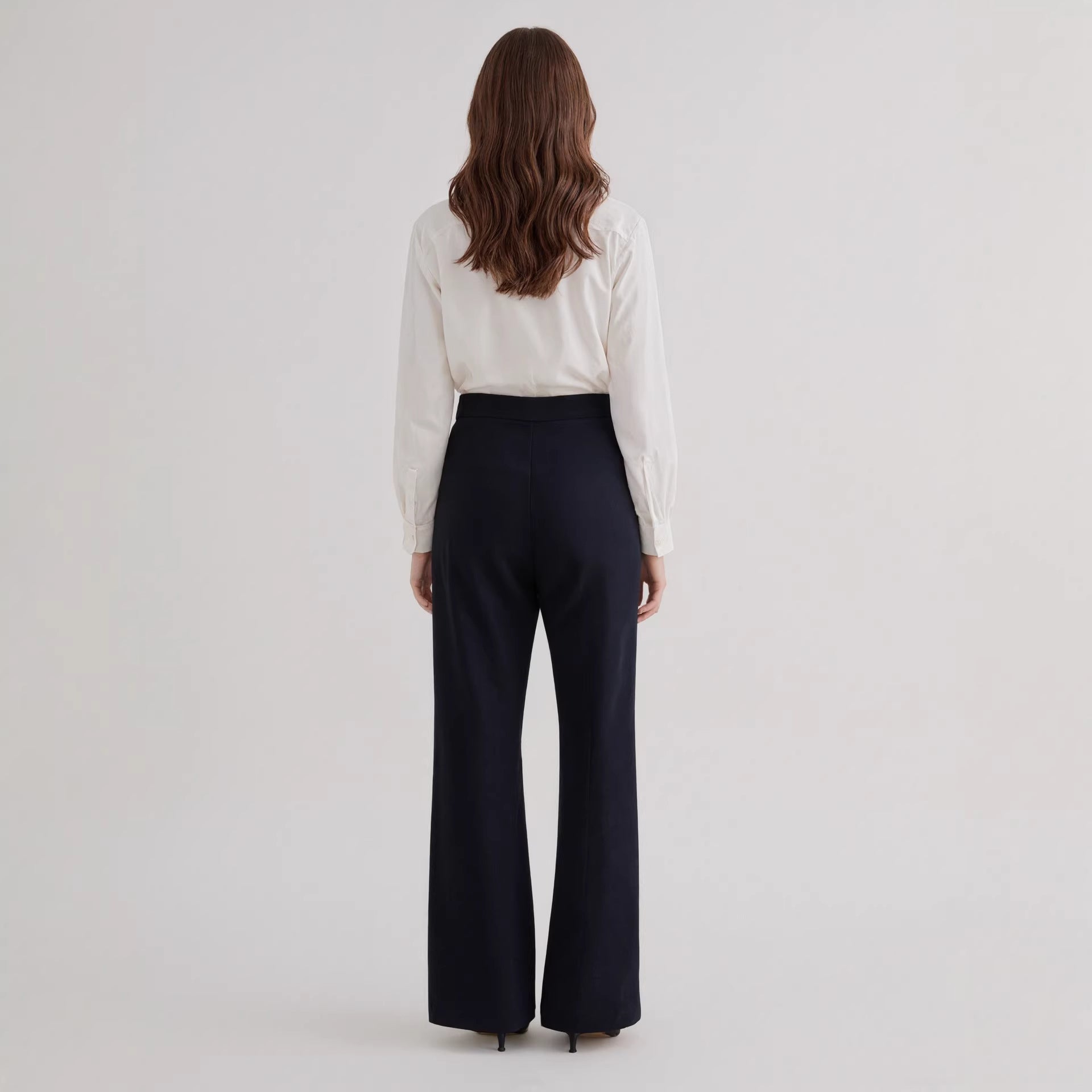 Women Trousers Elegant Office All Matching Irregular Waistline Design Micro Elastic Straight Work Pant Rogan