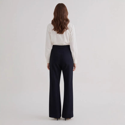 Women Trousers Elegant Office All Matching Irregular Waistline Design Micro Elastic Straight Work Pant Rogan