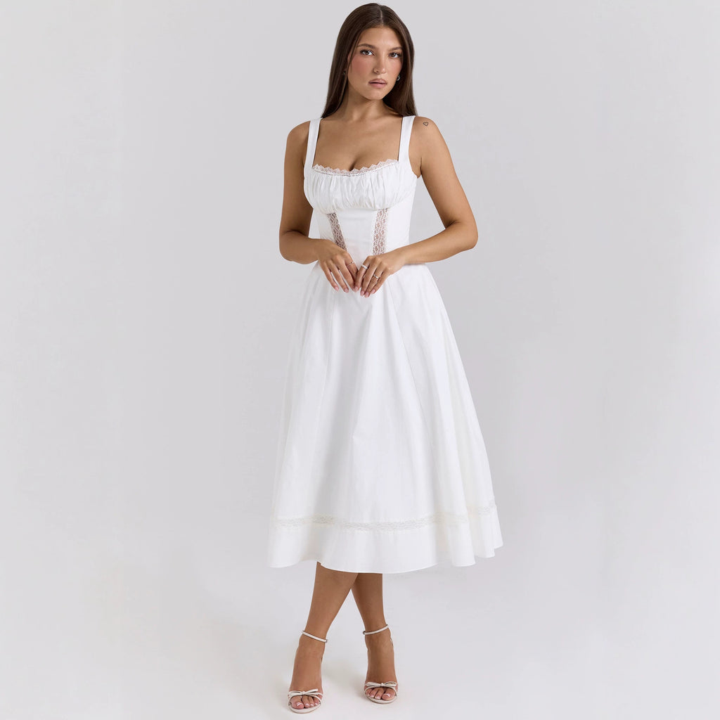 Elegant Gentle Slimming Floral Strap Fairy Dress Women XINXI