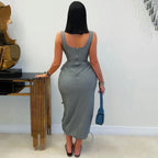 Vestido tipo chaleco con bolsillos grandes y elegante estilo cargo informal para mujer