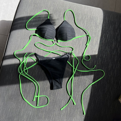 Traje de baño de bikini con copas duras y tirantes con cordón sexy Love