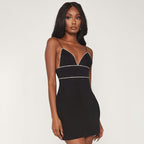 Clothing Arrival Sexy Slim Dress Diamond Decorations Trim Strap Dress for Women SMUJI