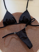 Ladies Split Solid Color Love Heart Decorative Buckle T Back Bikini Swimsuit Bikini YatHin