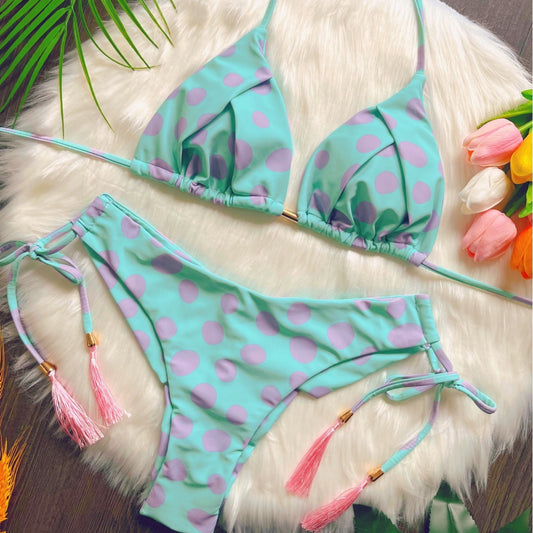 Traje de baño de bikini dividido estampado sexy de triángulo para mujer traje de baño