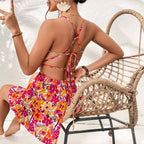 Women Clothing Vacation Dress Spring Summer Seaside Holiday Floral Square Collar Short Dress Yiskiss