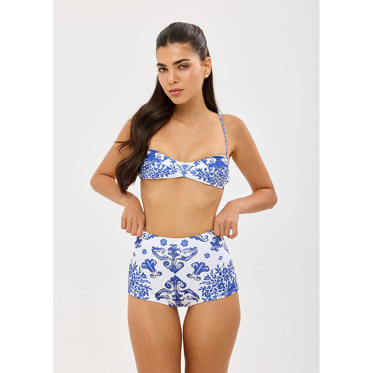 Tube Top Boxer High Waist Split Swimsuit Women Sexy Print Bikini Bikini Thunder