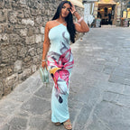 Vestido estampado para mujer, sexy, sin mangas, estilo casual, para vacaciones y a la moda.