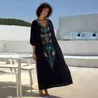 Vestido largo holgado de algodón con estampado para vacaciones, chaqueta de playa, vestido largo, blusa para cubrir bikini