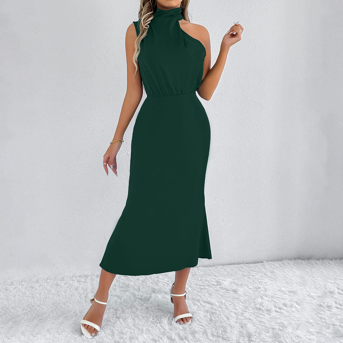 Women Clothing Summer Satin Dress Women High Grade Satin Maxi Dress