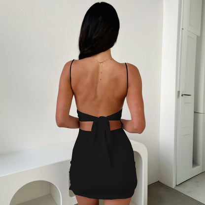 Women Clothing Sexy Pure Suspenders Dress Spring Summer Slim Slimming