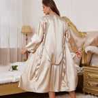 Pyjama deux pièces sexy pour la maison, ensemble décontracté en soie glacée, chemise de nuit deux pièces
