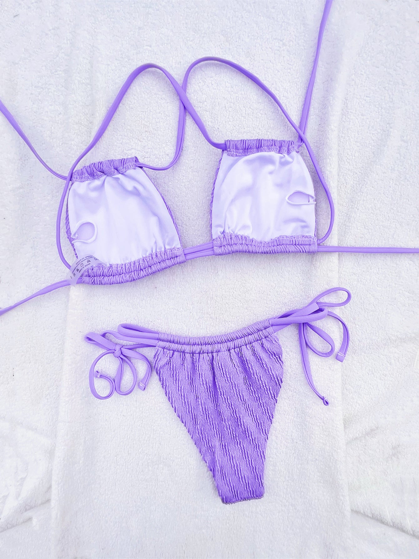 Bikini sexy traje de baño con cordones traje de baño para mujer traje de baño sin espalda bikini de color sólido