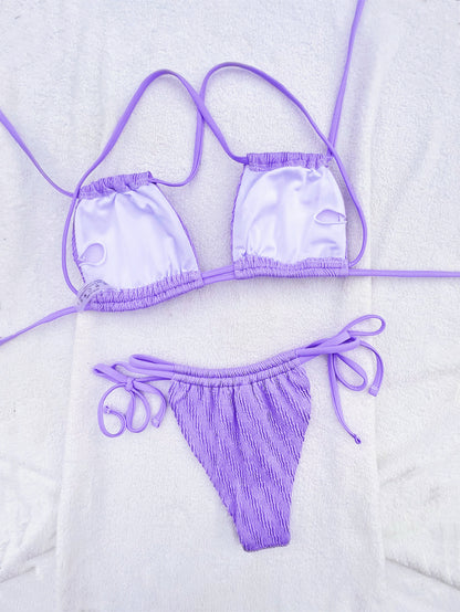 Bikini sexy traje de baño con cordones traje de baño para mujer traje de baño sin espalda bikini de color sólido